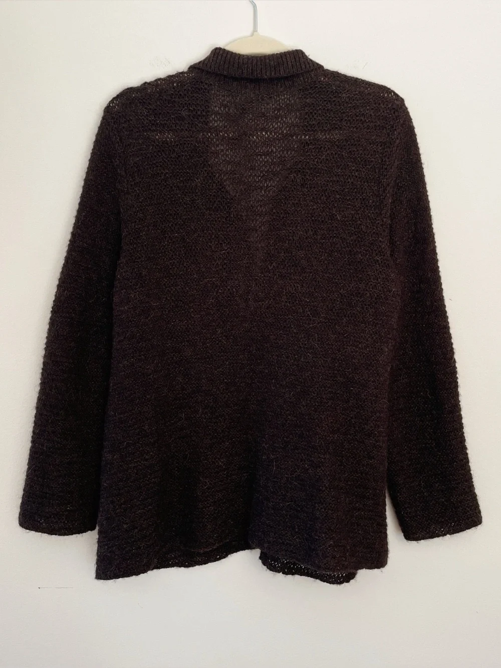 Eileen Fisher 100% Baby Alpaca Wool Knit Cardigan Sweater Womens Large Chocolate - Picture 3 of 11
